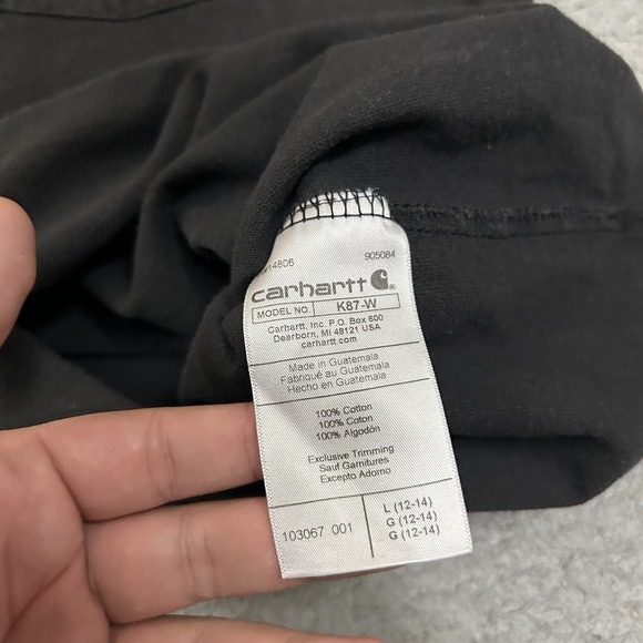 Carhartt Shirt Womens Large Black Short Sleeve Crew Neck Pocket Tee Loose Fit - Picture 6 of 10